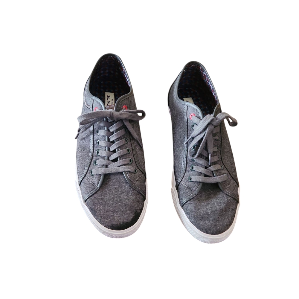 Ben Sherman Mens Casual Canvas Sneakers Shoes Grey Lace Ups Size  Clean